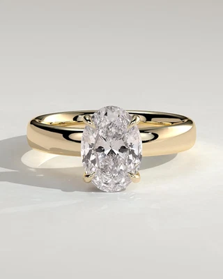 4.20 Ct Oval-Cut G/VS1 Lab Grown Diamond Halo Wedding Ring 14k Yellow Gold - Image 1 of 4