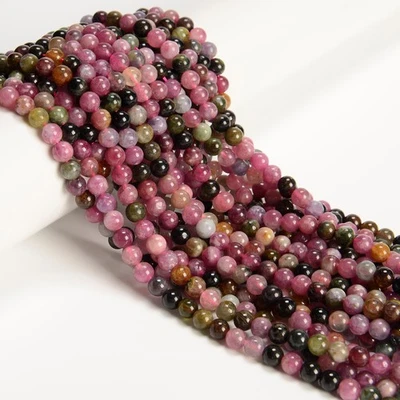 Natural Multi-color Tourmaline Smooth Round Beads Size 6mm 15.5'' Strand - Image 1 of 2