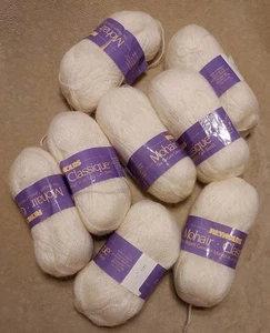 LOT ~ 8 Reynolds Classique 52% Mohair Yarn AA 1280 Ivory / Off White - Picture 1 of 5