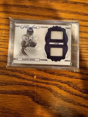 Randy Moss 2020 Panini Flawless Dual Patch Game Worn 5/5 Blue Sapphire Vikings - Image 1 of 2