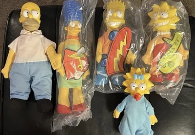 The Simpsons Vintage 1990 Burger King Plush Dolls Complete Set of 5 - Image 1 of 4