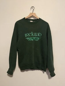 Vintage Crewneck Sweatshirt Embroidered “Ireland” Green Size Large MADE IN USA - Picture 1 of 5