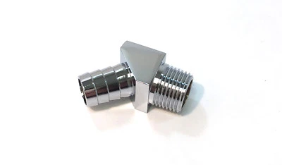 45 Degree Heater Hose Intake Manifold Fitting 1/2" NPT to 5/8" Barb Chrome - Image 1 of 3