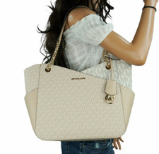 Michael Kors Jet Set Large Logo Shoulder Bag - Vanilla (35F1GTVT3B)