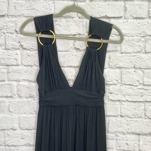 Milly Of New York Womens Maxi Dress Size S Sleeveless Gold Hoops Solid Black NWT - Picture 1 of 8