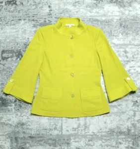ST JOHN Spring Jacket Size 4 Yellow Stretch Knit Blazer Suit Coat USA Women's - Picture 1 of 13