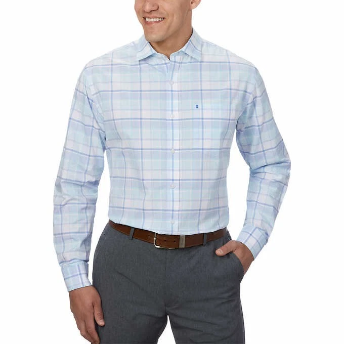 NUEVO CON ETIQUETAS Camisa de vestir Izod para hombre suave lavada con botones azul talla 16 34/35 $65 DD128 Foto 1 de 3