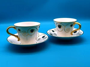 Vintage Set of Two Tea/Coffee Cups and Saucers Jewel Design Elia Porcelain - Picture 1 of 10