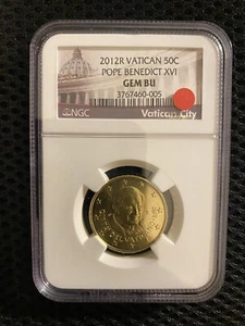 2012R Vatican 50C Coin Round Pope Benedict XVI GEM BU NGC Vatican City Label! - Picture 1 of 2