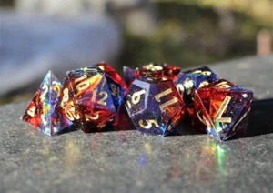 Galactic Supernova - Handmade Resin 7 Piece DND RPG 5e Sharp Edge Dice Set - Picture 1 of 9