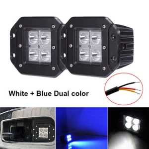2pcs Blue/White Dual Colors Led Work Light 5" Flush mount Spot Cube Pods Offroad - Picture 1 of 14