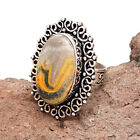 Bumble Bee Jasper Gemstone Handmade Unisex 925 Silver Jewelry Ring"8.5"