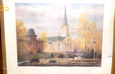 Marc Moon Aws Pilgrim UCC Church Watercolor and Gouache On Paper, Signed