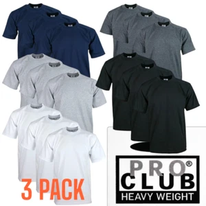 3 PACK PRO CLUB SHORT SLEEVE HEAVYWEIGHT T SHIRT PROCLUB MEN'S PLAIN T SHIRT - Picture 1 of 22