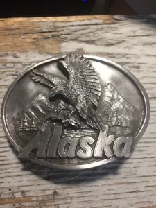 Fibbia per cintura SISKIYOU vintage 1984 in peltro ALASKA made in USA - Foto 1 di 4