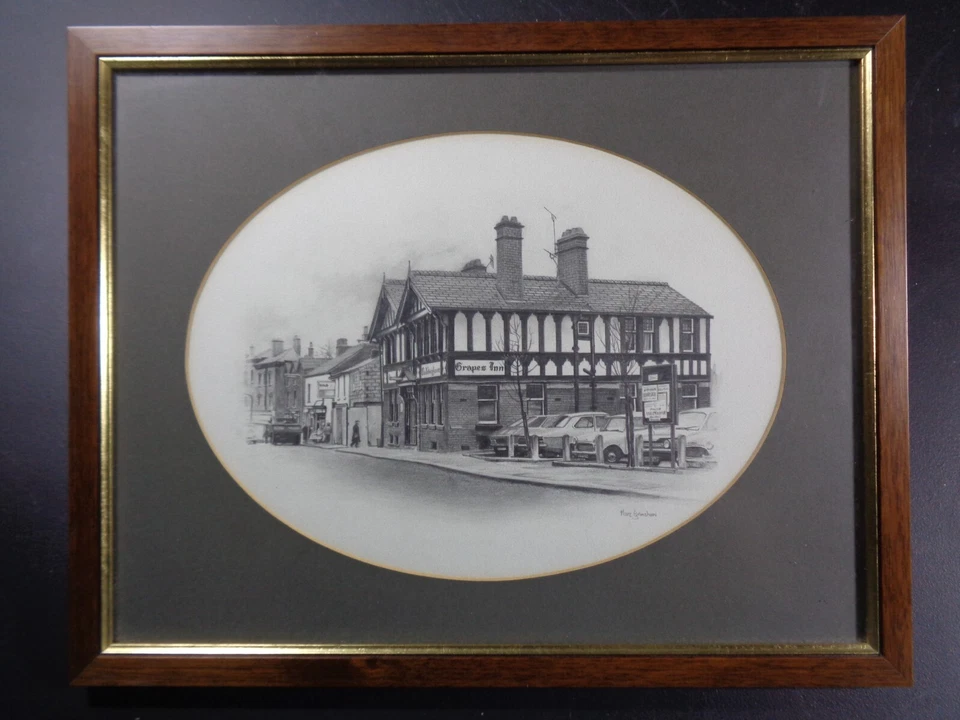 Marc Grimshaw Original - Mounted & Framed " GRAPES INN" - 42.5cm x 33.5cm - Image 1 of 4