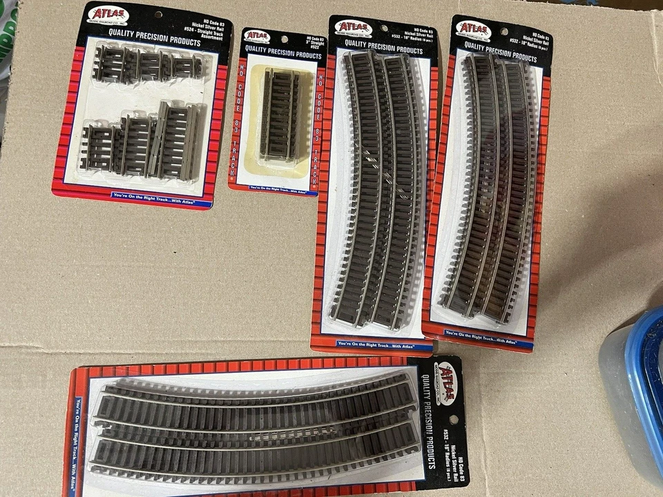 vtg HO Gauge Atlas Model Railroad cod 83 curved straight track NOS new - Image 1 of 4
