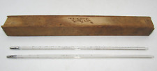 ANTIQUE CARBONDALE INSTRUMENT CO. GLASS THERMOMETERS (2) in WOOD BOX