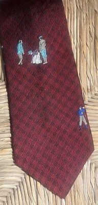PATRÓN DE GOLF CORBATA Golfistas Roja 60 Pulgadas Seda Acabado a Mano Negro Marca Smith Foto 1 de 4
