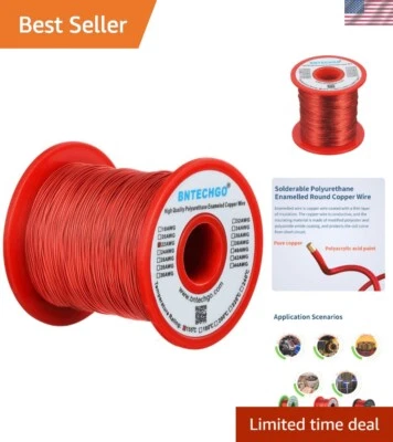 Alambre de cobre magnético esmaltado de alta calidad de 1 lb 22 AWG en rojo - ideal para hágalo usted mismo Foto 1 de 4