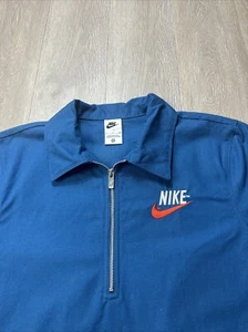 Nike Shirt Mens Small Blue Oversized Work Shirt Overshirt Canvas 1/4 Zip - Picture 1 of 7