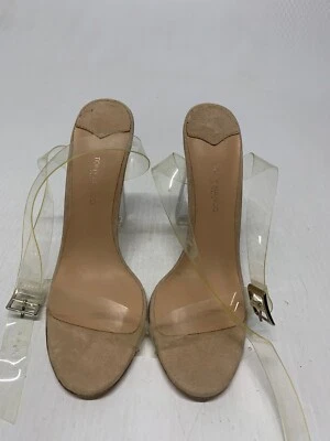Tony Bianco Kiki Clear Vynalite/ Blush Kid Suede Sandals Heels 7 Women's FREE SH - Image 1 of 4