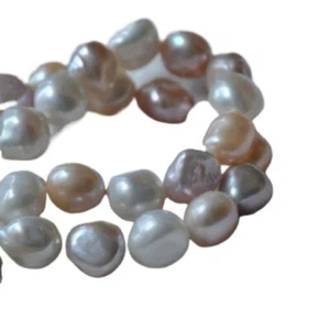 18"10-13mm South Sea Genuine White Pink Purple Potato Pearl Necklace - Picture 1 of 2