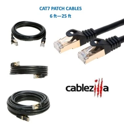 Cat7 S/FTP Ethernet Patch Cable High-Speed 600MHz Black 6FT- 25FT Multi Pack LOT - Image 1 of 4
