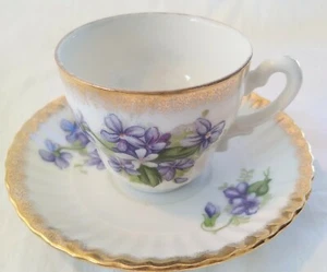 Vintage Cup & Saucer Gold Trim Violets made in Japan - Bild 1 von 10