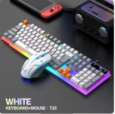 Wired 104 Keys Membrane Keyboard And Mouse Colorful Lighting Gaming - Image 1 of 3