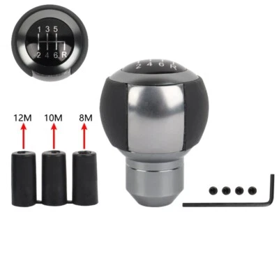 Palanca de cambios universal con forma de bola redonda de cuero de 6 velocidades para automóvil GRIS Foto 1 de 4