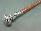 Gentlemens Classic Style Wooden Walking Stick Cane Brass Handle Nickle Finish