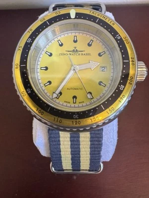 Zeno Men's Diver Yellow Dial Striped Fabric Strap Automatic Watch 500-2824-I9 - Image 1 of 4