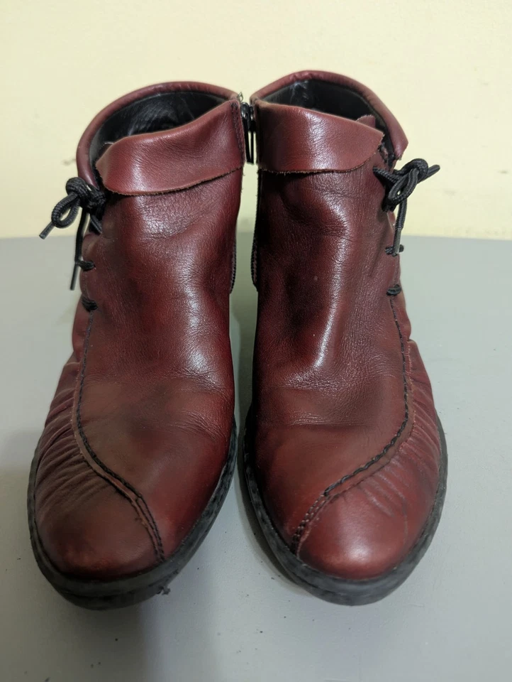 Rieker Anti Stress Rebecca Size EU 40 (US 8.5) Side Zip Ankle Heel Boots, Red. - Image 1 of 4