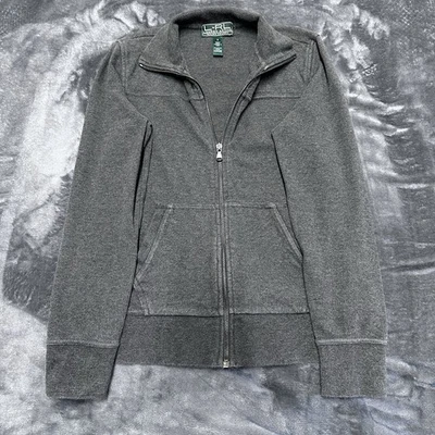 Chaqueta Lauren Ralph Lauren Para Mujer Pequeña Gris Ropa Activa Cremallera Completa Bolsillo Preppy Foto 1 de 4