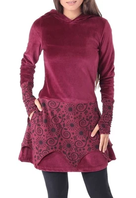 PUREWONDER velvet elf dress with pointed hood and overskirt, dress size 25 - Image 1 of 4