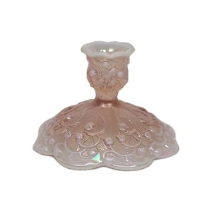 Fenton Art Glass Co. Lily of the Valley Pink Opalescent Art Glass Candle Holder - Picture 1 of 11