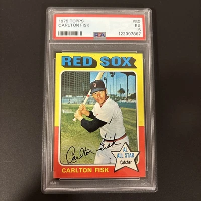🔥1975 CARLTON FISK Topps Card # 80 PSA Grade 5 - Image 1 of 2