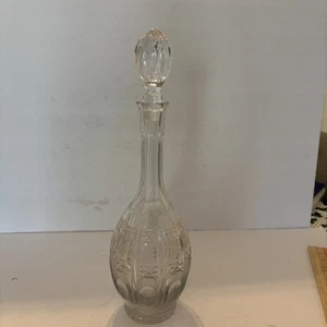 Cut Glass Tall Decanter with Stopper - Picture 1 of 4