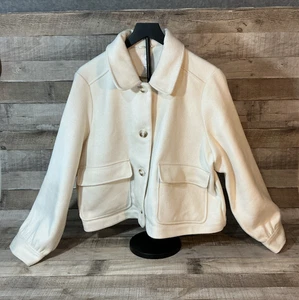 Lauren Conrad XXL  Super Soft Ivory Colored Crop Jacket Button Up Pockets - Picture 1 of 10