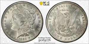 1885-O PCGS MS65+ Morgan Dollar with Green CAC Label - Picture 1 of 3