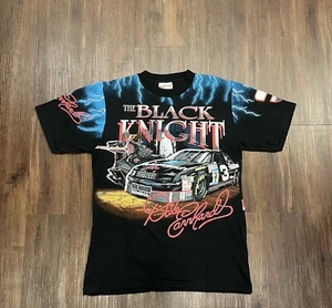 Vintage 90s Dale Earnhardt Black Knight Lightning AOP NASCAR Racing T-Shirt Sz L - Picture 1 of 8
