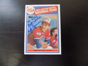 1985 TOPPS #395 MIKE DUNNE USA OLYMPIC SIGNED AUTOGRAPHED