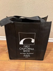 First California Bank Grocery  Carry On Shopping Black Bag Heavy Duty Material - Picture 1 of 8