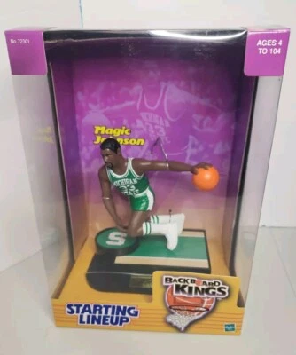Alineación inicial 1999 tablero trasero Kings baloncesto Magic Johnson nuevo en caja Michigan State Foto 1 de 4