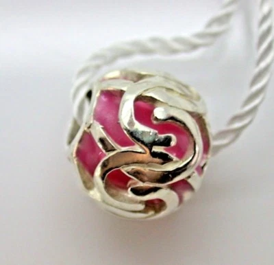 .925 STERLING SILVER PERSONA CHARM PINK VIVID VINES FLORAL ROSE OVERLAY B23 Foto 1 de 3