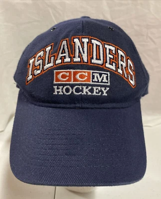 NEW! 1990s NEW YORK ISLANDERS CCM CENTER ICE Adjustable Strapback Hat NHL HOCKEY - Image 1 of 4