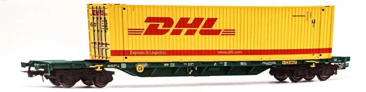 Rivarossi HR6575 Tank Chargé Cemat Livrée Vert Avec Container 45’ DHL
