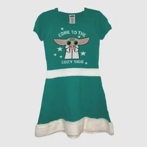 Girls Yoda Grogu Come to the Cozy Side Green Dress Size XS 4-5 Star Wars - Picture 1 of 2