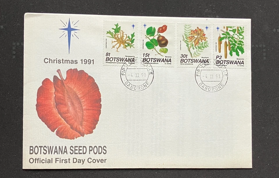 1991 Botswana Christmas Trees plants seeds First Day Cover with brochure - Image 1 of 1